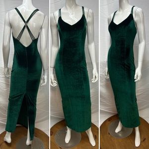 Vintage Green Velvet Maxi Dress